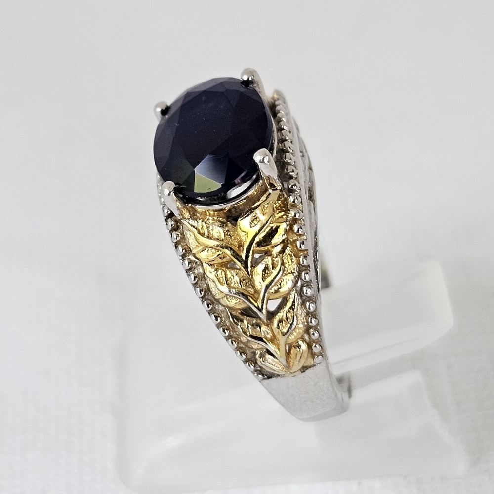 Natural Blue Sapphire Ring Platinum Over Sterling 18k Size 6! - Picture 4 of 7